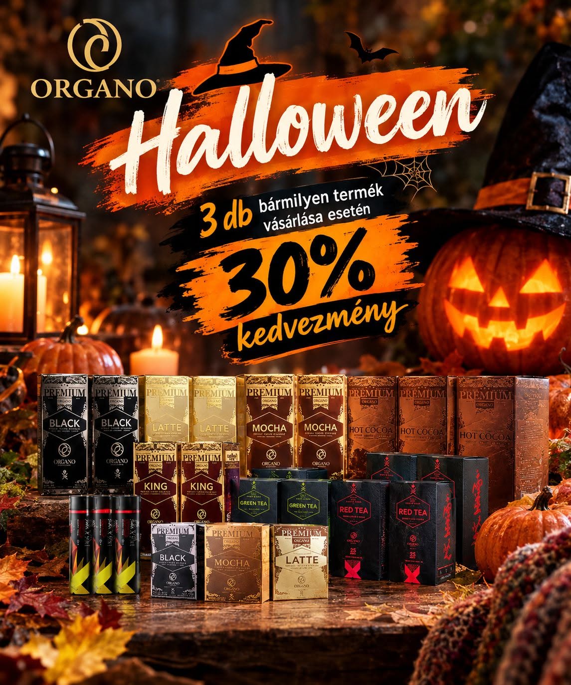 Organo Halloween akció: 3 db bármilyen termék vásárlása esetén 30% kedvezmény